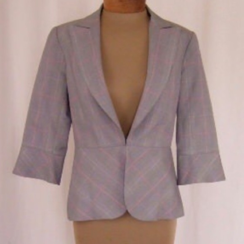 Trina Turk Plaid Peplum Jacket
